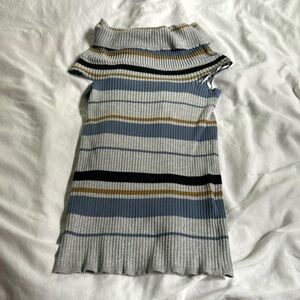 MAX gray, blue, yellow cowl neck top. Size small